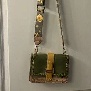 Anna Sui Olive and Mustard Crossbody Bag